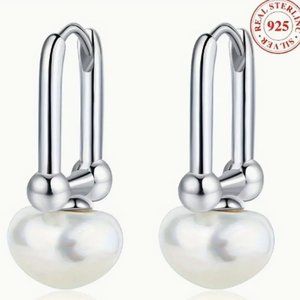 925 Sterling Silver Imitation Pearl Earrings